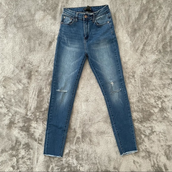 Fashion Nova Raw Hem High Waisted Skinny Jeans 9 - Picture 2 of 8